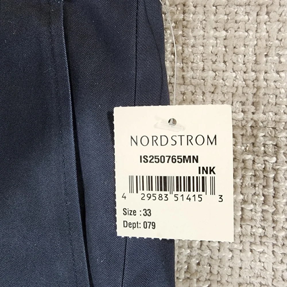 Nordstrom Shorts Mens 33 Navy 100%‎ Pima Cotton Chino Golf Preppy Classic NWT